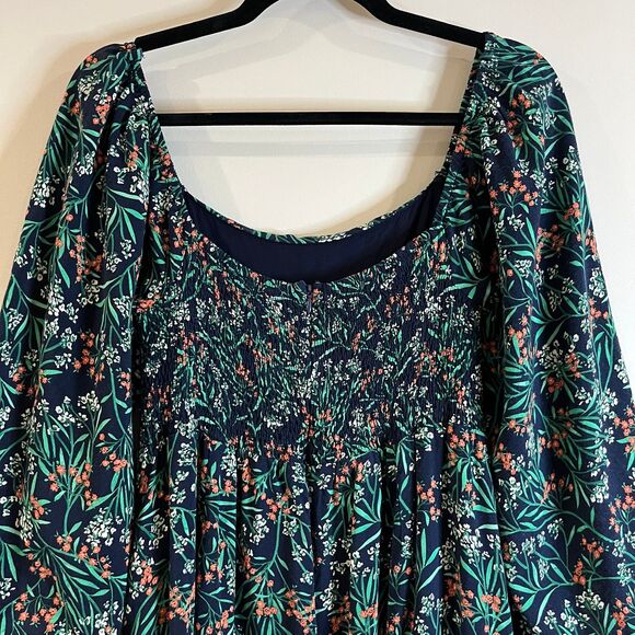 Lost + Wander Floral Puff Sleeve Long Midi Dress Fall Autumn size Small - Picture 4 of 6